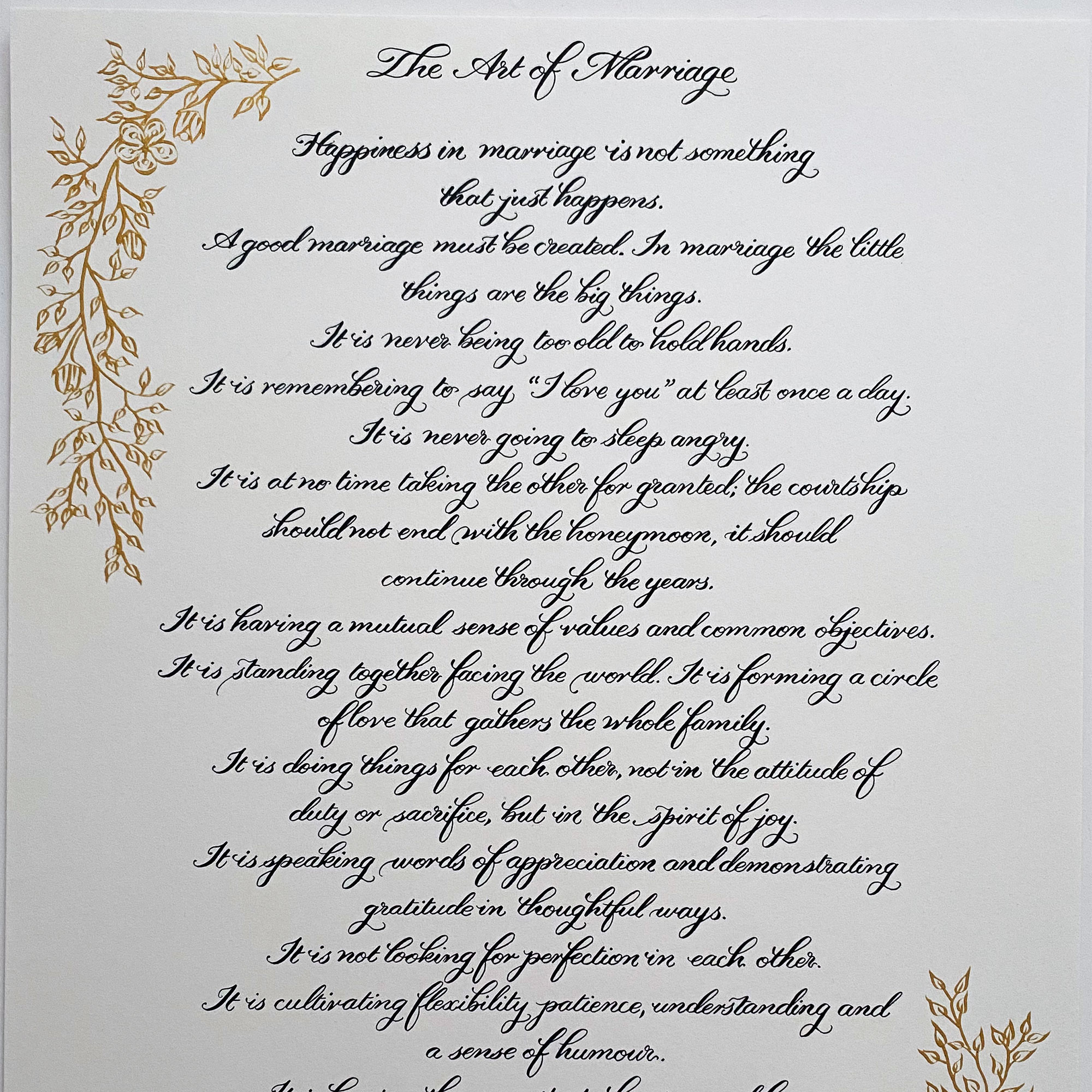 The Art of Marriage Poem Handwritten in Calligraphy - Image 2